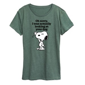 Women's - Peanuts - Looking At Your Dog Short Sleeve Graphic T-Shirt - 1 of 4
