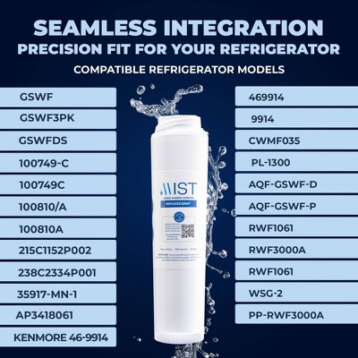 Mist GSWF White Carbon Refrigerator Water Filter 3-Pack