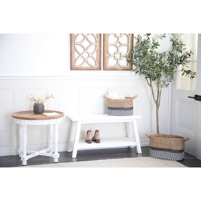 Farmhouse Solid Wood Bench White - Olivia & May: Vintage Style, 2-Seater, No Assembly Required