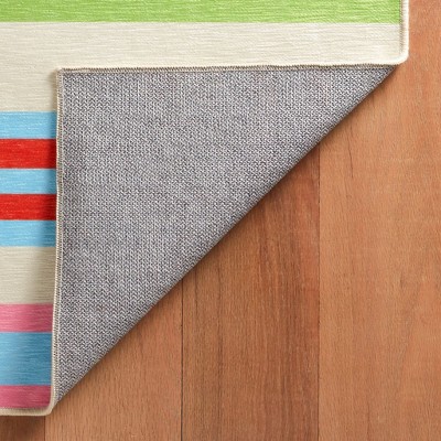 Multicolor Synthetic Stripe 5x8 Washable Rug