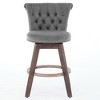 GDFStudio Adrien Mid-Century Modern 360° Swivel Velvet Upholstered Tufted Button Counter Stools (Set of 2) - 4 of 4