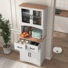 Wooden Kitchen Pantry Cabinet with Framed Glass Doors, Drawers, Microwave Stand, Adjustable Shelves, and Anti-Topple Design - 3 of 4