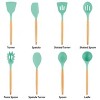MegaChef 9 Piece Mint Green Silicone and Wood Cooking Kitchen Utensil Set - 3 of 4