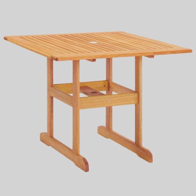 Hatteras 36" Square Outdoor Patio Eucalyptus Wood Dining Table - Natural - Modway