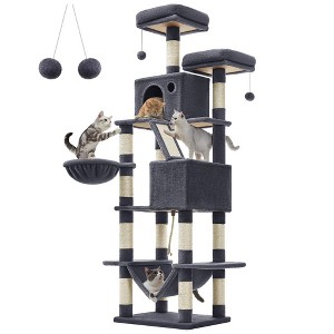 Feandrea 66.1/81.1"H Cat Tree Cat Tower for Indoor Cats, Plush Multi-Level Cat Condo with Scratching Posts, Perches, Caves, Hammock - 1 of 4
