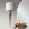 Possini Euro Modern Wall Sconce Lighting Black Brass Hardwired 7 1/2" Wide Fixture Off-White Shade for Bedroom Bedside Living Room - 2 of 4