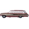 1964 Ford Country Station Wagon Squire Vintage Burgundy w/Woodgrain & White Interior 1/87 (HO) Diecast Model Car Oxford Diecast - 2 of 4
