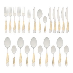 REGALWOVEN 24 Pcs 6 Set Stainless Steel Flatware Set with Grain for Kitchen and Dinner - 1 of 4