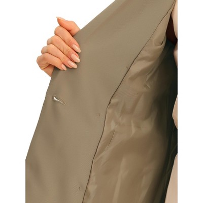 Allegra K Women's Work Office Notched Lapel Long Sleeve Double Breasted Blazer Khaki X-Small — фото 5