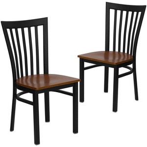 Emma and Oliver 2 Pack School House Back Metal Restaurant Chair - 1 of 4