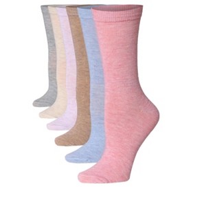 Women's 6-Pairs Colorful Pastel Solid Funky Crew Dress Socks - 1 of 4