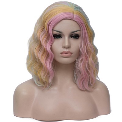 Unique Bargains Women's Shoulder Length Wig Curly Wigs 14" with Wig Cap