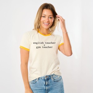 English Teacher + Gym Teacher Typewriter - Womens Ringer Tee - 1 of 4
