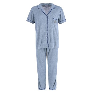 Overslept Women's Pointelle Elephant Notch Pajama Set - 1 of 4