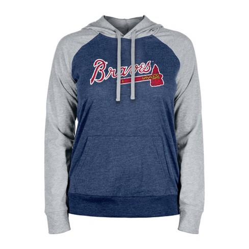 Mlb Atlanta Braves Women's Lightweight Bi-blend Hooded Sweatshirt