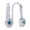 Pompeii3 1/2ct Treated Blue & White Diamond Dangle Earrings 10K White Gold - 2 of 3