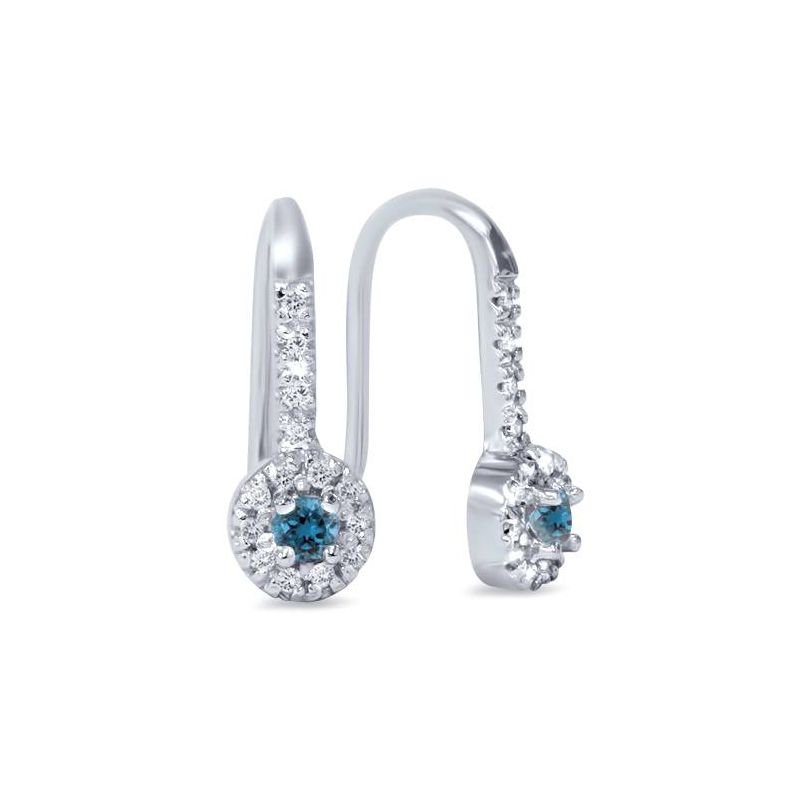 Pompeii3 1/2ct Treated Blue & White Diamond Dangle Earrings 10K White Gold, 2 of 4
