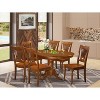 HomeStock 7-Piece Oval Saddle Brown Finish Solid Wood Top Dining Table with 6 Chairs - 2 of 4