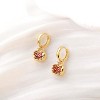 Premium Cubic Zirconia Inlay Red Pomegranate Pendant 18k Gold Plated Stainless Steel Hoop Earrings for Women - 2 of 4