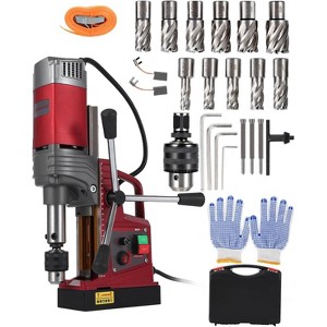 2 in Portable Magnetic Drill Press with 11 Coring Bits, Adapter, Boring Diameter, 1550W, 10-Speed (820RPM), 14000N for Drilling in Metal, Steel, Iron - 1 of 4