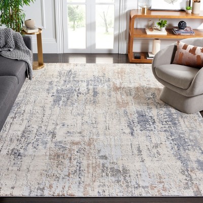 Elegant Gray Floral 8' x 10' Synthetic Area Rug for Modern Homes
