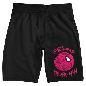 Spider-Man Classic Friendly Neighborhood Spider-Man Side Profile Badge Men's Black Sleep Pajama Shorts - 1 of 4