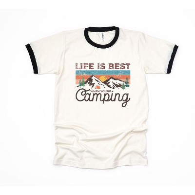 Simply Sage Market Women's Life Is Best When You're Camping Short Sleeve Ringer Tee