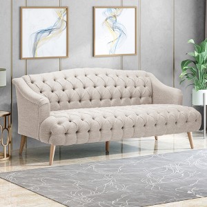 73.25" 3-Seat Sofa with Button-Tufted Diamond Stitch and Birch Wood Legs for Living Room or Bedroom - 1 of 4