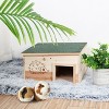 Artloge Large Wooden Hedgehog House Predator Proof Guinea Pig Small Animal Hibernation Shelter Hideout Wood Habitat Nest Box House with Felt Roofing - 2 of 4