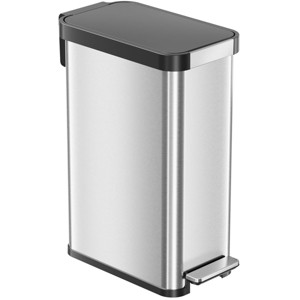 iTouchless SoftStep 13.2 Gallon Stainless Steel Slim Step Pedal Kitchen Trash Can with Odor Filter & Removable Inner Bucket, 50 Liter - 1 of 4