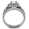 Slickblue Men’s Ring in Polished Stainless Steel with 6mm Clear CZ and Textured Setting, No Plating, size 8 to 13 - 3 of 4