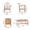 Christopher Knight Home Harvey Outdoor Acacia Wood Club Chair and Coffee Table Set with Cushions, Brown, Cream - 3 of 4