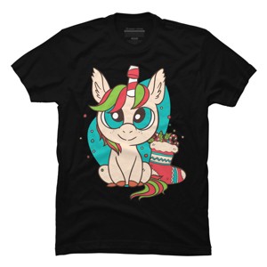 Men's Design By Humans Christmas Unicorn Fun Girls Kids Snowflake Holiday Xmas Gift By rasok T-Shirt - 1 of 4