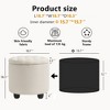 JUJABU Modern Round Storage Ottoman with Button Tufted Linen Upholstery and Removable Lid for Bedroom, Living Room or Vanity - 4 of 4