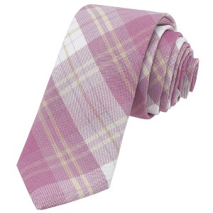 INSPIRE CHIC Plaid Woven Self-tied Striped Skinny Necktie 2.8" for College Graduation Campus 1 Pc - 1 of 4
