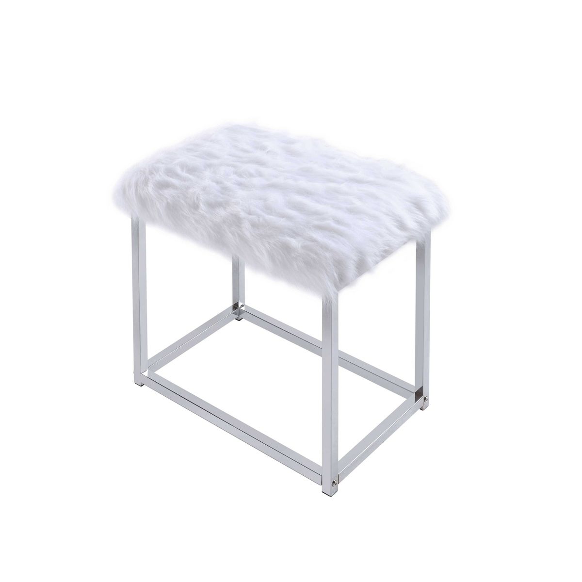 Acme Furniture Carenze Ii Vanity Table White Faux Fur/Chrome Finish - thumbnail 7