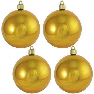 Christmas by Krebs 4ct Solar Gold Shatterproof Christmas Ball Ornaments 4" (100mm)