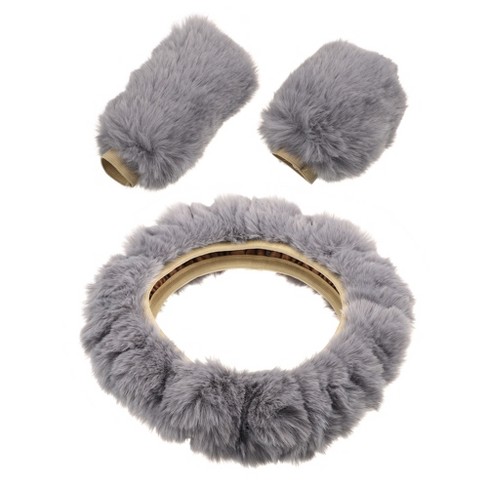 Fluffy steering deals wheel cover grey