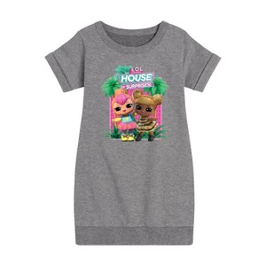 Girls' - Lol Surprise! - Lol Hos Palm Trees Graphic Short Sleeve Fleece Dress - 1 of 4