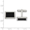 Black Bow Jewelry Stainless Steel & Genuine Stingray Inlay Rectangle Cuff Links, 18x13mm - 2 of 3