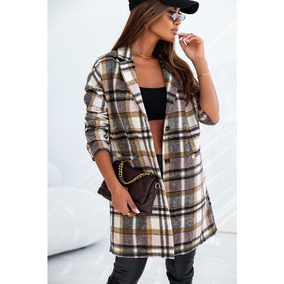 Plaid Button Up Lapel Jacket