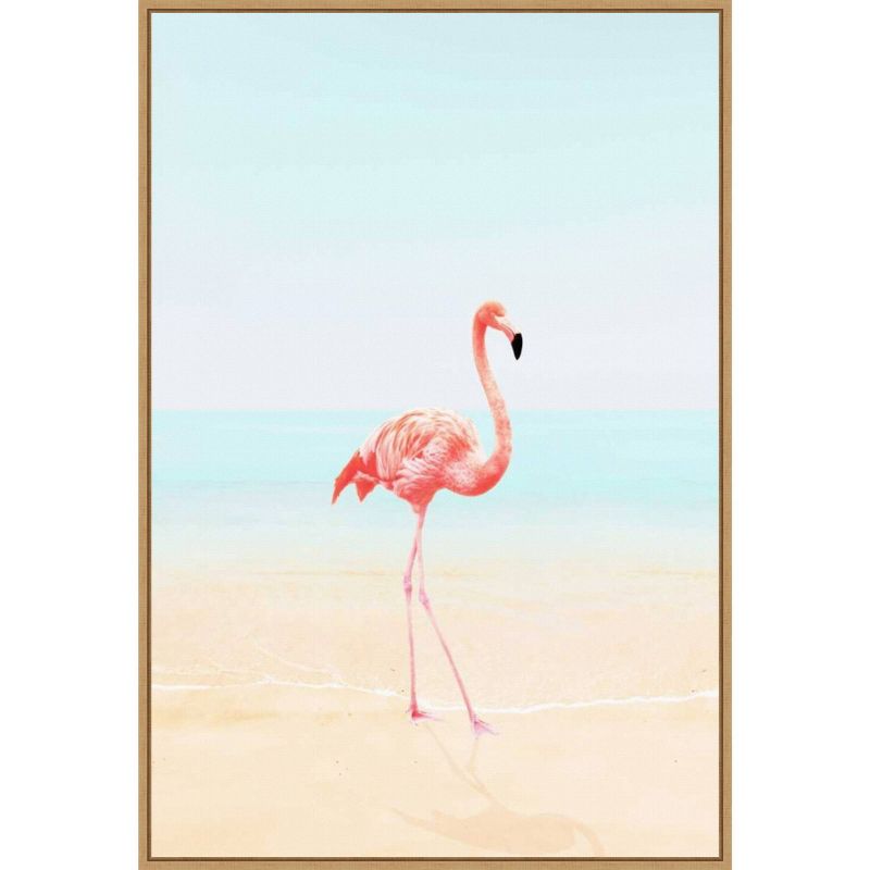 23&#34; x 33&#34; Flamingo on The Beach II by Tai Prints Framed Canvas Wall Art Print - Amanti Art, 1 of 8