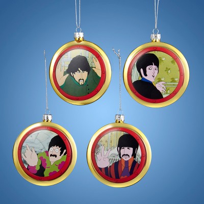 Kurt S. Adler 4ct The Beatles Submarine Disc Christmas Ornament Set 3.5" - Yellow