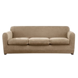Ultimate Stretch Chenille 4pc Sofa Slipcover Tan - Sure Fit