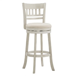 Inspire Q Wolcott Barstool Antique White Finish/Beige Linen - 1 of 3