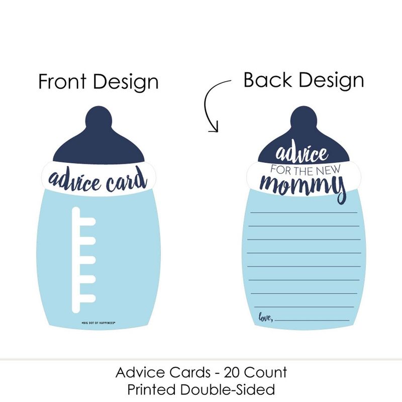 Big Dot of Happiness Baby Boy - Blue Bottle Baby Shower Advice Cards - Set of 20, 3 of 6