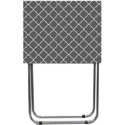 Home Basics Lattice Multi-Purpose Foldable Table, Grey/White