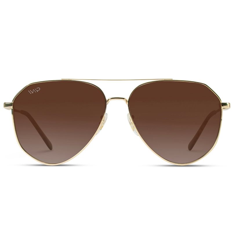 WMP Eyewear Geometric Metal Frame Aviator Polarized Sunglasses, 1 of 5