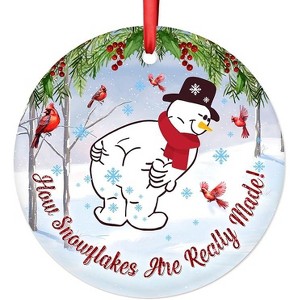 Lomsoe Funny Snowman Christmas Ornament Christmas Tree Ornament Home Decor 2-Side Printed Ceramic Gifts for Christmas Christmas Gift - 1 of 4