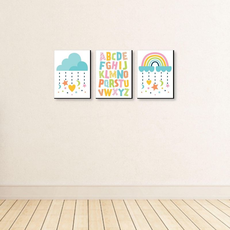 Big Dot of Happiness Colorful Children's Decor - Alphabet Nursery Wall Art and Rainbow Cloud Kids Room Decor  - 7.5 x 10 inches - Set of 3 Prints, 3 of 8